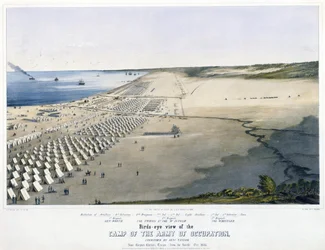 Vista aérea del campamento del ejército de ocupación, comandado por el General Taylor. Cerca de Corpus Christi
